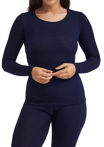 DILLING Ribbed Women's Shirt - Organic Merino Wool Dark Navy 12