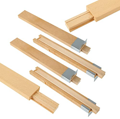 DAJAVE 6 Stück 35,6 cm Holz Schubladenschienen mit Metallgleitern, klassische traditionelle Holz-Mittelführung, Schienenmontage, Schubladengleiter, Ersatzteil