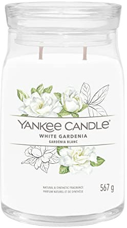Yankee Candle Signature Candela Profumata, Gardenia Bianca in Giara Grande, Candele di Miscela di Cera di Soia Lunga Durata, Regalo per le Donne