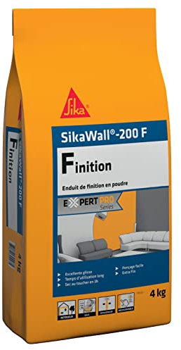SIKA - Enduit de lissage et de finition en poudre - SikaWall-200 F blanc - Murs et plafonds intérieurs - Rendu extra-fin - 1 sac pour 4 m² - 4 kg