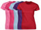 COOZO Ladies Soft Ringspun Cotton Pack of 5 Short Sleeve T-Shirts - Azalea/Heliconia/Light Blue/Purple/Red - L