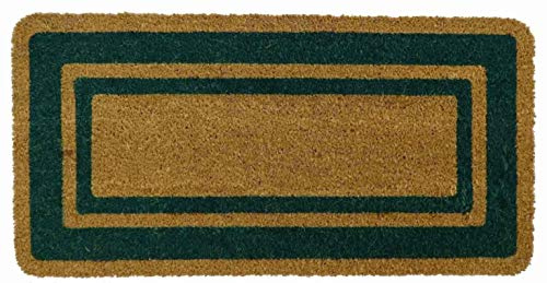 Casatessile - Natürliche Kokosnuss-Fußmatte, Outdoor-Design mit Bordüre, rutschfeste Vinyl-Unterseite, Hitzebeständige Farben, Bordo 14 - Verde, 60x120 cm.