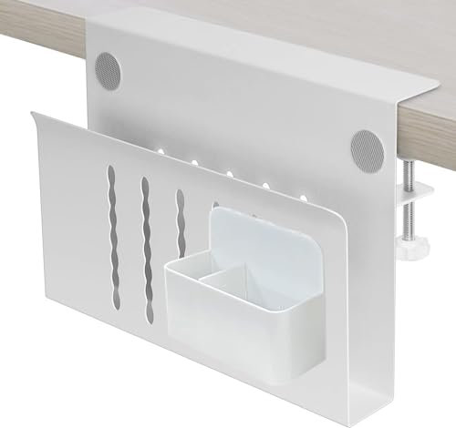 seOSTO Plateau de Gestion Câble Wandhalterung für Laptop Tablet, laptop halterung wand mit Aufbewahrungsbox, Universeller Metall Wandregal für Geräte mit Dicke < 4 cm,Vielseitige Halterung