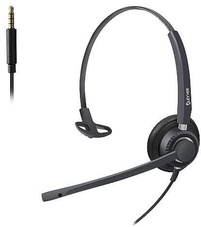 Cleyver Flex Jack Mono, Micro auriculares con cable Jack 3,5 mm Mono, Ultra Leger, Micro cancelación de ruido, Softphone,PC,Mac,Smartphone,Tableta, Negro