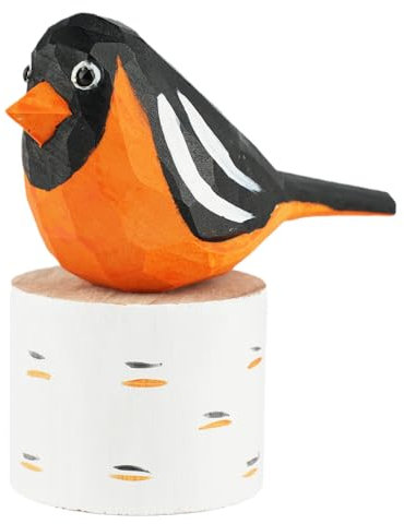 VIPbuy Handgefertigte Vogel-Figuren aus Holz, handgeschnitzt, bemalt, Holzvogel, Ornamente, Handwerk, Zuhause, Büro, Desktop-Dekoration, Geschenke (amerikanisches Rotkehlchen)