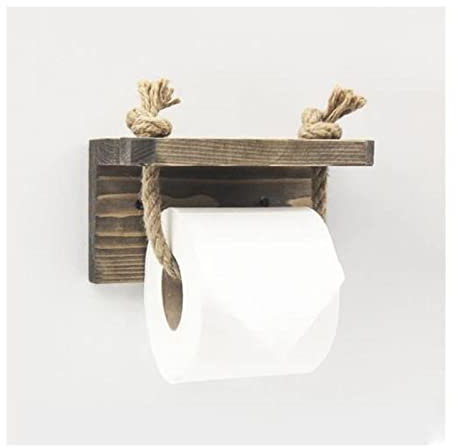 Porte Papier Toilette Serviette de cuisine Étagère Étagère vintage Sèche-linge suspendu corde de papier toilette en bois Support de papier de papier avec étagère téléphonique Tiseu Porte-Papier Hygién