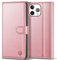 Kuafcase Compatible for iPhone 15 Pro Case with 4 Card Slots Magnetic Closure Kickstand Shockproof Protective Phone Case Compatible for iPhone 15 Pro - Rose Gold