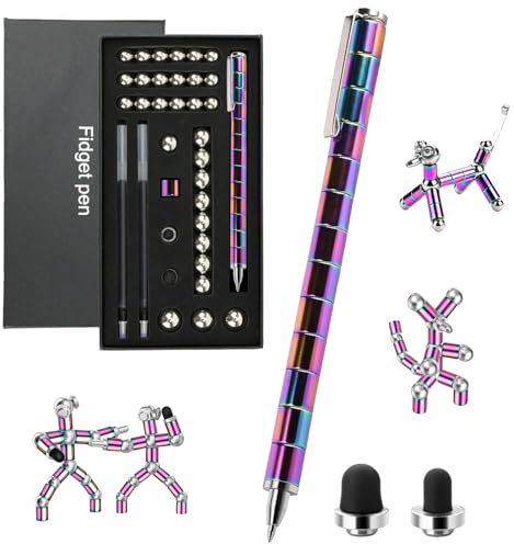 YAAVAAW Fidget Pen Magnetic Rainbow Magnet Toys for Teen,Fidget Gel Ballpoint Writing Decompression Sculpture Kids,Adult,Men,Women Christmas Stocking Fillers