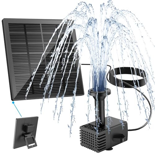 Yzert Solar Springbrunnen 1.8W, 2025 Upgraded Glas Solar Teichpumpe mit 8 Effekte, 3M Kabel, Solar Wasserpumpe Schwimmender Fontäne Pumpe für Außen Vogelbad, Fischbecken, Garten (Schwarz)