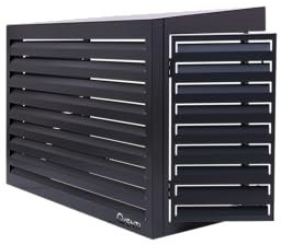 Qventi Abdeckung für Klimaanlage mit Servicetür - Anthrazit/Grau - Aluminium - Schutzgitter - Verkleidung - Einfache Montage - Größe M - Außenmaße (LxBxH): 115 x 57,5 x 85 cm