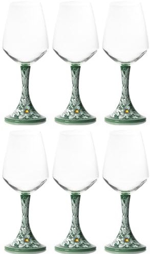 Casa Padrino ensemble de 6 verres à vin en céramique de luxe vert/multicolore H. 23,5 cm - Verres à vin faits et peints à la main - Accessoires hôtels et restaurants - Fabriqué en Italie