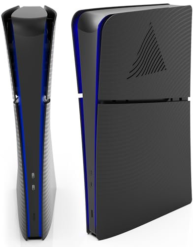 Foamy Lizard StealthPlates v2.0 Low-Profile PS5 Slim Cooling Vent Faceplate for PlayStation 5 Slim Console, Replacement Matte Shell Accessories, High Strength ABS, Vented, Precise Fit (Black Digital)