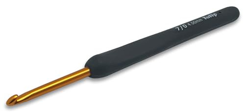 Frida's Wollhaus Tulip Etimo Häkelnadel mit Softgrip Gold Schwarz glatte Hakenspitze 14 Größen (schwarz gold, 4,0)