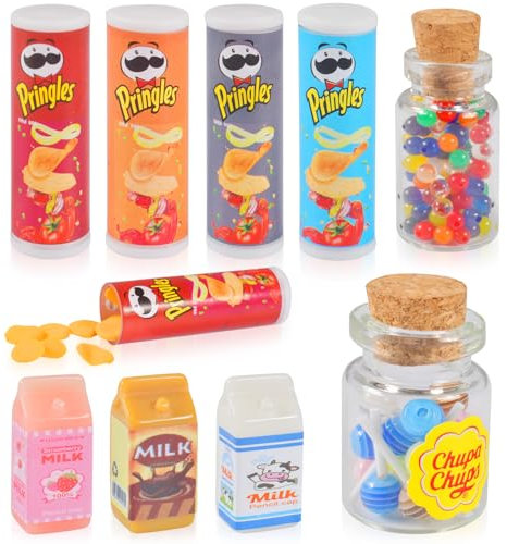 AsyinXson Miniatur Wichtel Zubehör 13stk, Miniatur Essen und Trinken, Miniatur Lebensmittel, Mini Puppenhaus Zubehör, Mini Food Süßigkeiten Set, Mini Essen für Puppenhausdekoration Weihnachten