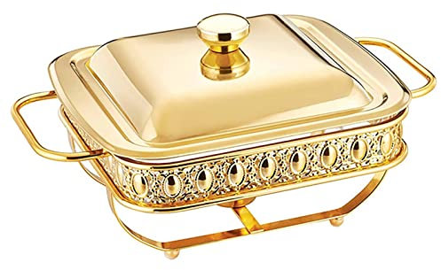 SCHYWL 2 QT Chafing Dish Buffet Set, Chafers E Set di Scaldavivande con Coperchio, Scaldavivande per Feste A Buffet All'aperto(Gold)
