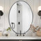 Melodieux Oval Wall Mirror 51x71cm Black Circle Hanging Wall Mirror Home Decorative Wall Mounted Vanity Mirror for Bathroom Living Room Hallway