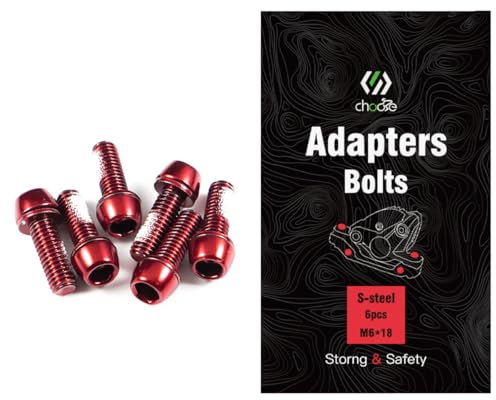 CNCLOL MTB Brake Caliper bolts,Bike Brake Caliper bolts M6x18mm Steel alloy,Red