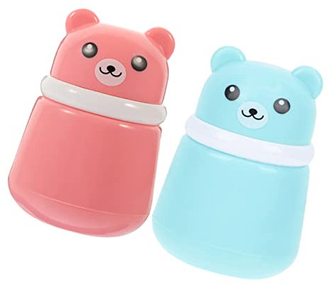 MOBUTOFU Babypuder Quasten Etui Cartoon Bär Puderbehälter Schwamm Reißfest Tragbar Für Reisen Und Zuhause