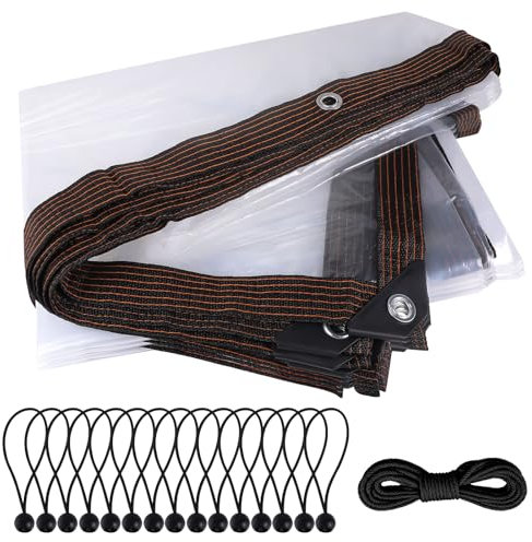 DBREAKS Lona Impermeable Transparente con Ojales, 3 x 4 m, Lonas Impermeables Exterior Transparente, para Exterior Terraza, Muebles de Jardín, Aislamiento de Plantas, con Cuerda