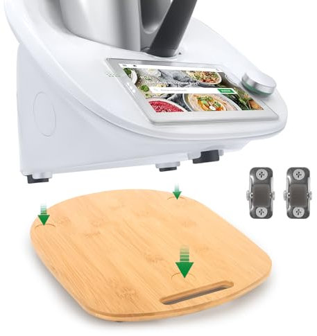 Gleitbrett für Thermomix TM6 TM5 - Rollbrett für Thermomix Vorwerk Küchenmaschine, Bambus Unterlage Brett mit Rollen TM5 TM6 Zubehör Schnelles Bewegen Rollbrett mit Gummifüße