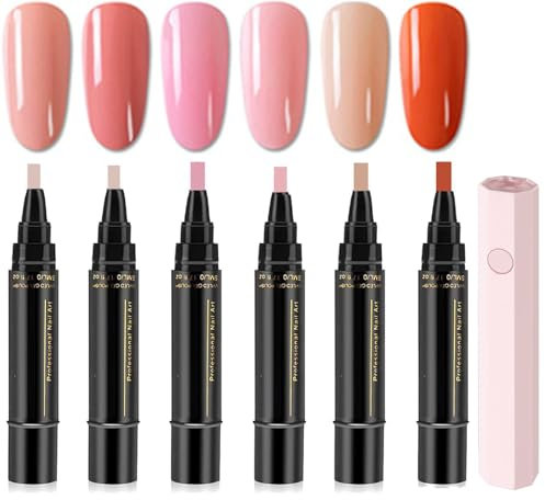 Polishey Nail Polish Pens, Polishey Nail Pen Set, 36 Color Nail Polish Gel Pen 8 ml, 3 In 1 Gel Nail Polish Pen, Nail Polish Pens, One Step Nail Gel Pen, For Women Girls (6 PCS B)