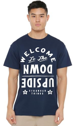 Stranger Things - Welcome to The Upside Down Unisex T Shirt, Navy, X-Large
