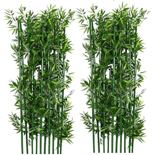 Große künstliche Bambus-Seidenbäume, 91 cm, hoch, für Innen- und Außenbereich, Dekoration für Garten, Set mit 20 künstlichen Bambuspflanzen mit Blättern