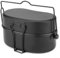 Lonchera de aluminio que incluye sartén y vaporizador para cocinar al aire libre (negro)