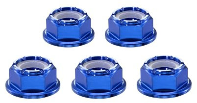 RISON-Titanium 5 Piezas M4 Tuerca de Brida Hexagonal en Titanio, Tuercas Autoblocantes con Inserción de Nylon DIN 1663, Tuerca de Bloqueo con Reborde Contratuerca Anti-corrosión