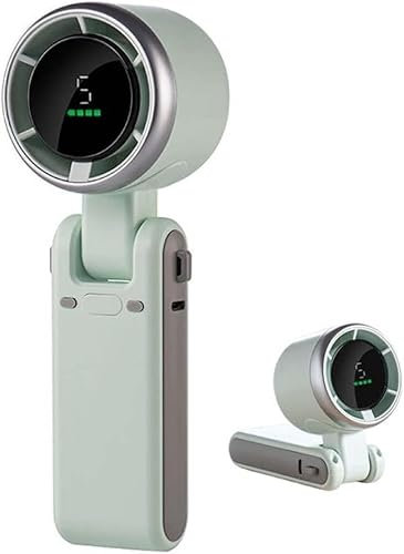 Ventilador turbo portátil de mano, ventilador de mano ajustable de 5 velocidades, mini ventilador de mano de 4000 mAh con refrigeración Air Turbo Tech, ideal para viajes, exteriores, hogar (verde)
