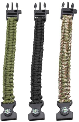 KGDUYC 3 pièces Bracelet en corde de parachute tressée,bracelet de survie en plein air,bracelet en corde de parachute multifonctionnel,boussole,activités de plein air(comme indiqué sur l'image 4)