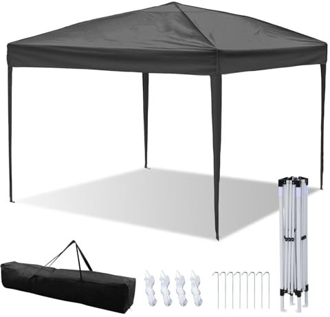 Hebitod Pavillon 3x3 Wasserdicht Stabil Winterfest,Pop Up Gazebo Pavillo，Faltpavillon mit Tasche，partyzelt UV-beständig，Pavillion pergola für Camping Festival Party, grau