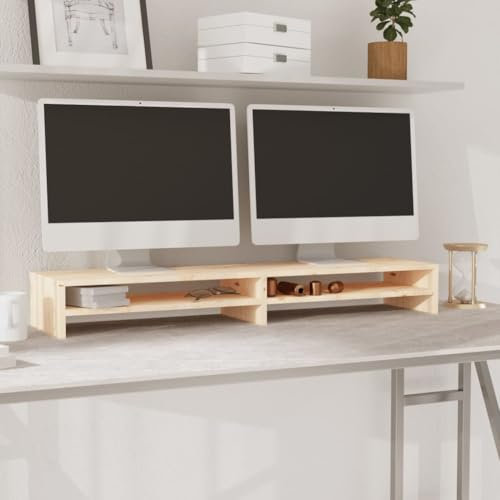 MOBCANT Monitorständer, Monitorerhöhung TV-Aufsatz TV-Tisch Bildschirmerhöhung Geeignet für Wohnung Wohnbereich Büro Küche 100x24x13 cm Massivholz Kiefer