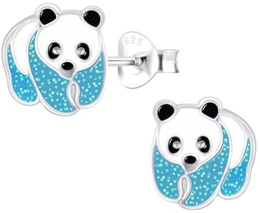 Monkimau Mädchen Ohrringe Panda | Ohrstecker aus 925 Sterling Silber | Kinderohrringe hypoallergen