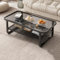 Mesa de centro de cristal, moderna mesa de centro industrial rectangular de 2 niveles con almacenamiento para sala de estar, fácil montaje para apartamento, oficina, comedor