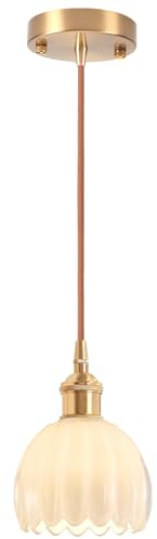 iDEGU Suspension Luminaire Vintage en Verre, 12cm Retro Lustre Abat-jour Verre Mini Plafonnier E27 Moderne Éclairage de Plafond Déco Lampe Suspension pour Couloir Chambre Salle de Bain (Type D, Blanc)