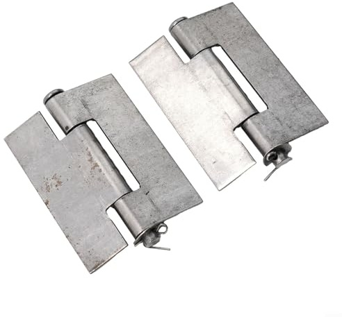 Schwermetall-Scharniere aus doppeltem, flachem Stahl, geschweißt, 2 Stück, Entriegelungstyp, geeignet für Eisentüren (83 x 66 mm)
