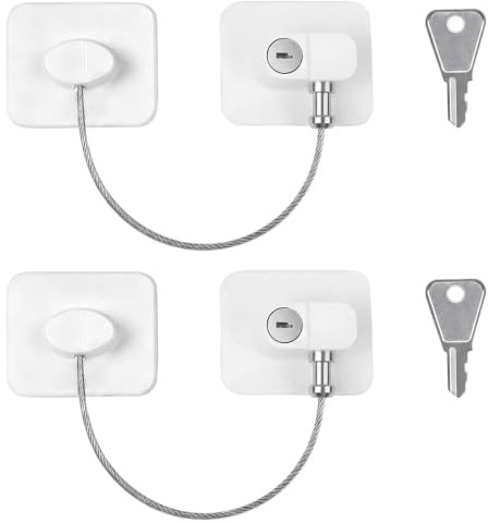 QEAS 2 Piezas Cerradura para Puerta de Frigorífico, Cerradura Nevera con 2 Llaves, Seguridad Ventanas Niños Autoadhesiva, Candado Seguridad puertas Niños Para Puertas, Ventanas Y Frigoríficos, Cajones