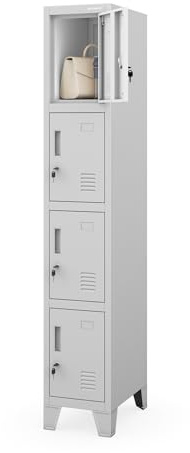 Jan Nowak Schließfachschrank 4 Fächer Metall Umkleideschrank 172x30x45 cm | Fächerschrank, Personalspind, Sozialschrank mit 4 Fächern, abschließbar, belüftet, für Betrieb, Umkleide, Personalraum