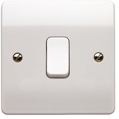 Mk K4876WHI 10A 1-Gang Double Pole 1-Way Plate Switch