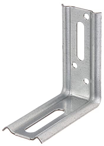 Alberts 339913 réglable | Equerre 90°, gaufrée, avec Trou Oblong | Galvanisée sendzimir | 70 x 70 x 30 mm | Set de 50 pièces Support, Gris