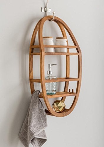 Destiny Duschablage SPA & Living Wandregal 2 Ablagefächer oval 33x13x62 cm Teak (72020)