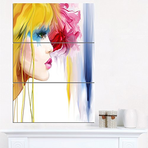 Design Art Kunstdruck auf Leinwand, Motiv Fields of Blooming Hyazinthe Blumen, 71,1 cm H x 91,4 cm B x 2,5 cm T 3P, Gelb/Rosa/Rot