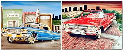 Lowrider Kunstdruck / Poster, klassisches Design, 20,3 x 25,4 cm, Blau und goldfarben