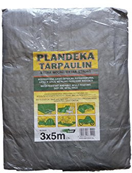 3 x 5 m extra starkes GRAU 110g / m2 Plane Bodenblech mit Metallringen Sonnenschutz Hängemattenzelt Tragbare wasserdichte Abdeckung Stoff Autodach Leichtgewicht für Outdoor-Wandercamping