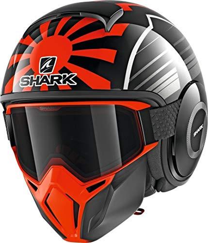 SHARK Herren NC Motorrad Helm, Schwarz/Orange, XS