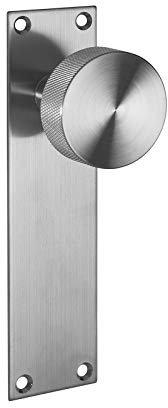Knurled Door Knobs on Backplate in a Satin Stainless Steel Finish