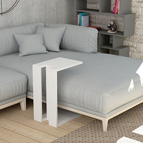Hocuspicus Hocus Picus | Moderner C-Tisch für Wohnzimmer | Multifunktionaler Beistelltisch | Couchtisch & Nachttisch mit vielen Farboptionen | 57 x 40 x 30 cm - Weiß
