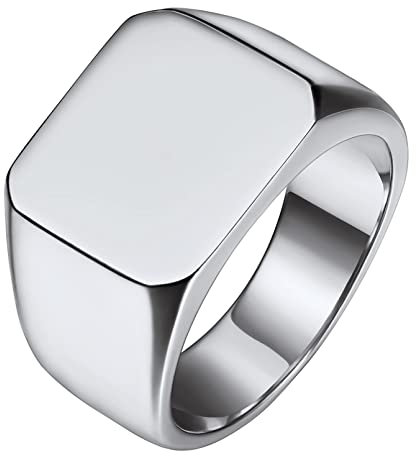 Custom4U Herren-Siegelring, personalisierbar, Monogramm-Gravur, Quadrat/Kreis/Kreuz/Pfeil aus Edelstahl/Gold/Schwarz, Größe 54-66.5 Personalisierbar Männer Jungen ,