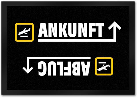 trendaffe - Ankunft oder Abflug Fußmatte mit Flughafen Icons Flugzeug Gate Haustüre Urlaub